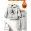 Classic bear print children's warm sports outfit with autumn/winter anime print - long-sleeved hoodie set