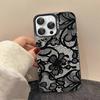 Lace Pattern Phone Case For IPhone 17 16 15 14 13 12 11 Pro Max Plus Color Silver Cover