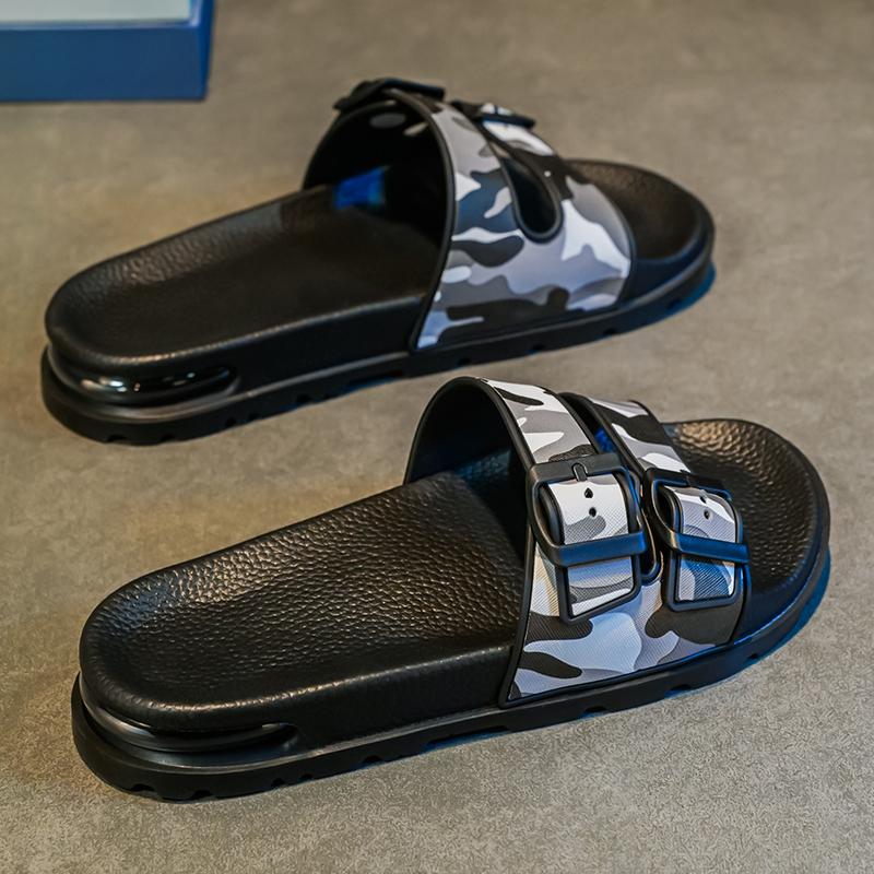 

Модні чоловічі камуфляжні капці, кімнатні та вуличні сандалі, пляжні, зручні, м які, товсті шльопанці, повсякденні, трендові домашні капці з ЕВА 42 чорний