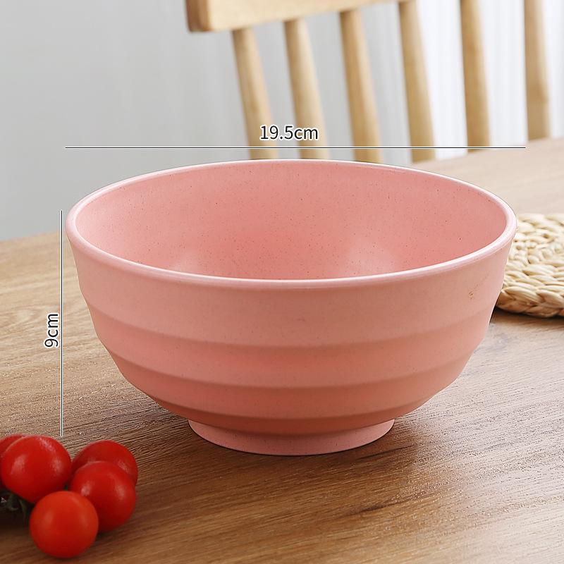Eco-friendly Wheat Straw Rice & Salad Bowl Set - Reusable, Versatile & Durable Plastic Bowls for Instant Noodles, Rice, or Salad.