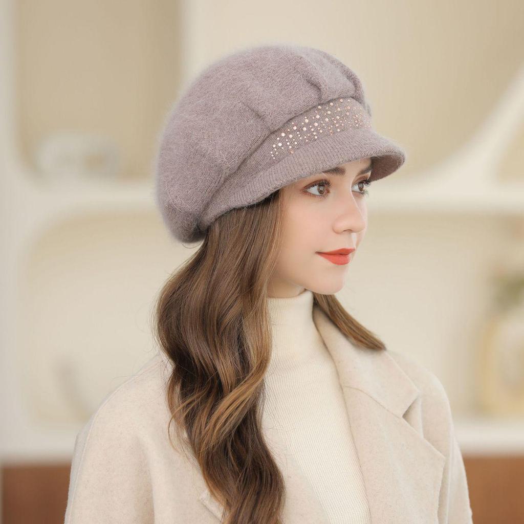 Winter Ladies Rabbit Fur Thickened Warm Knitted Woolen Cap
