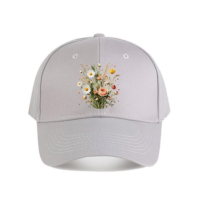 Wildflower Bouquet Print Baseball Cap Adjustable Summer Outdoor Casual Sun Protection Hat
