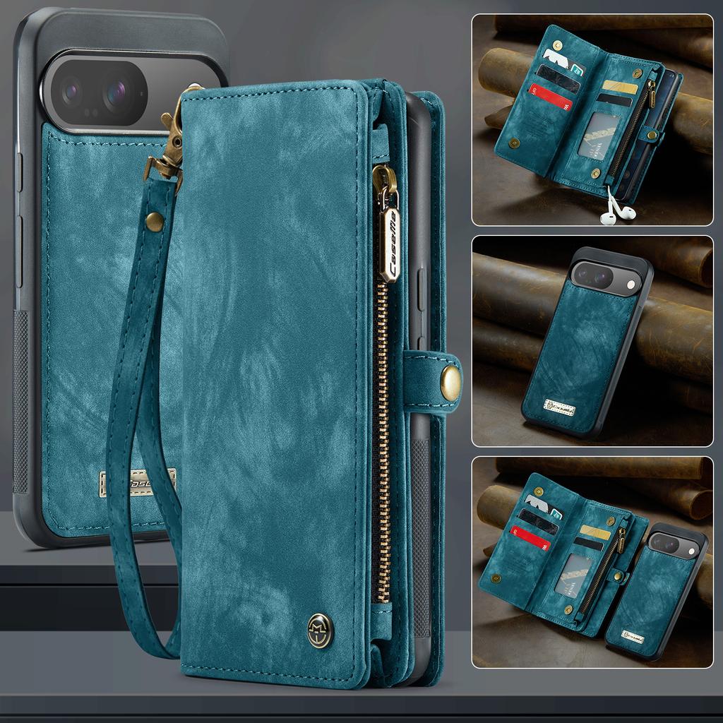 For Google Pixel 9/Pixel 9 Pro Phone Cases CASEME 008 Leather Cover with Detachable Wallet and Strap