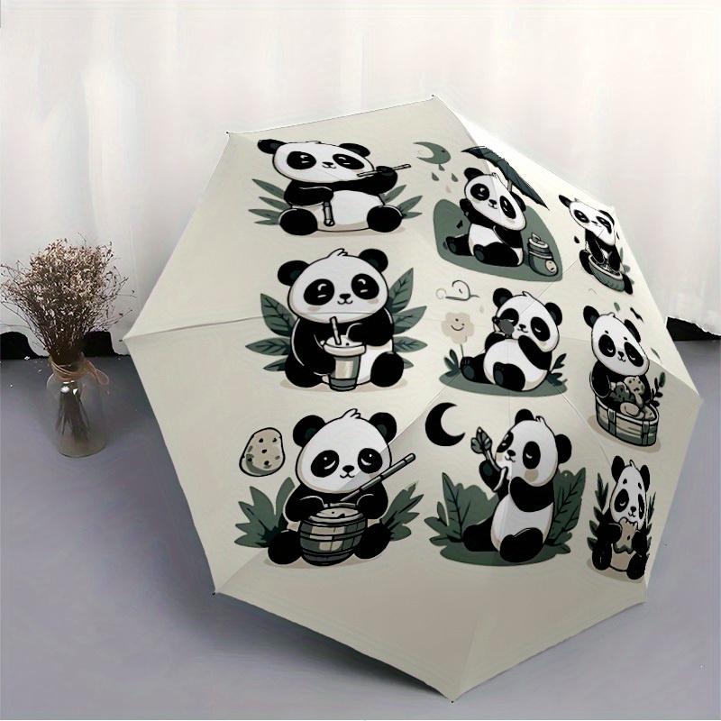 1pc Panda Activities Auto Open/close, All-Season Portable Folding Umbrella for Women & Men, Travel, Everyday, Formal Events -06157