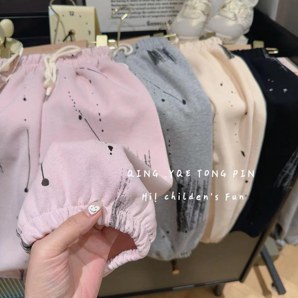 2024 Autumn Graffiti Print Korean-Style Casual Pants for Boys and Girls