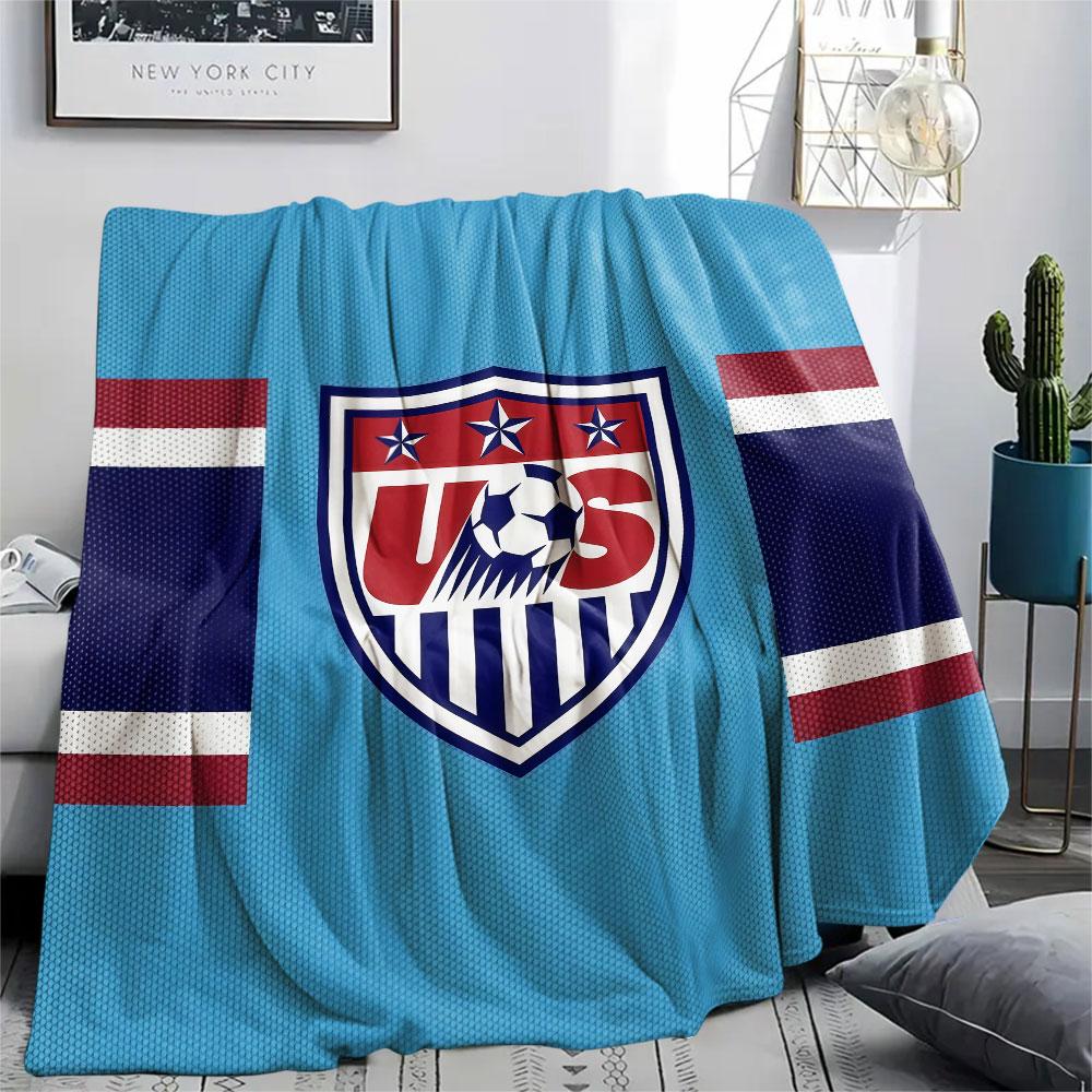 USA Fußball bedeckte Flanelldecke, weicher Überwurf für Schlafzimmer Sofa, waschbar, Fußballfanartikel, tolles Geschenk.