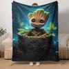 1pc Groot Printing Blanket - Soft, All-Season Throw for Office Blanket, Personalized Gift with Adorable Cartoon Design