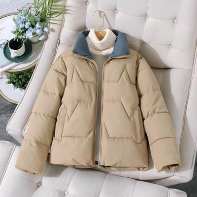 Herbst Winter Mode Langarm Einfarbig Stehkragen Parkas Damenbekleidung Koreanisch Knopf Warm Allround-Talent Schlichtheit Trend Oberteile