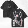 Zenin Maki Print T-shirt Anime Jujutsu Kaisen Tops Men Women Cotton Tshirts Retro Washed T Shirt Harajuku Casual Loose Clothing