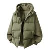Mens Winter Puffer Jacket Faux Two-Piece Thick Hooded Loose Cotton Coat Teens