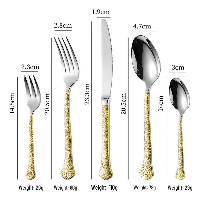 Abay Gold Embossed Stainless Steel 5-Piece Cutlery Set