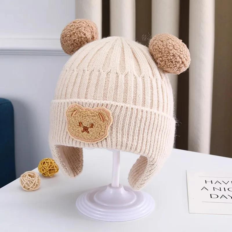 Babywollmütze niedliche Bärenohrenschutzmütze Kinder Winter verdickte warme gestrickte koreanische Version der Babymütze