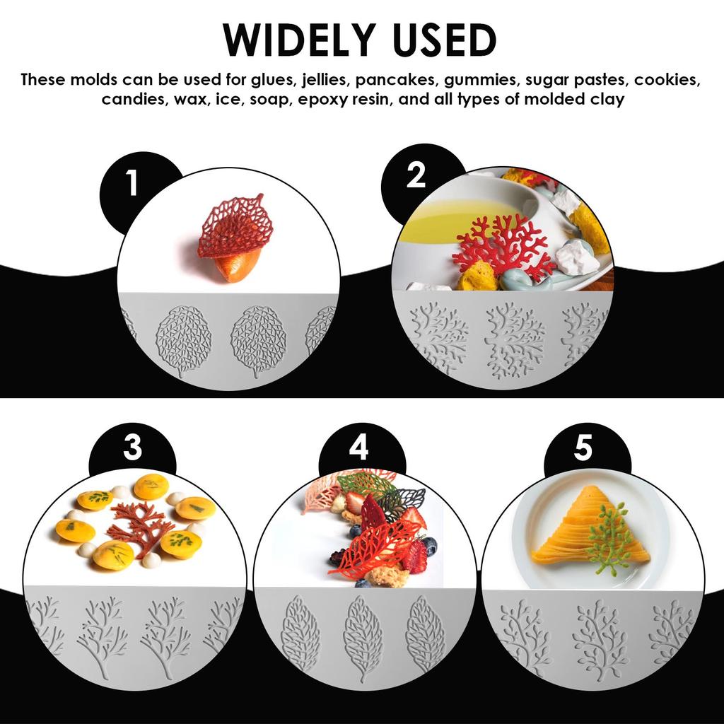 5 Pcs Cake Fondant Mold Leaf Silicone Chocolate Gummy Moulds Non Stick Cakes Decoration Tools for Baking Kitchen Accessories