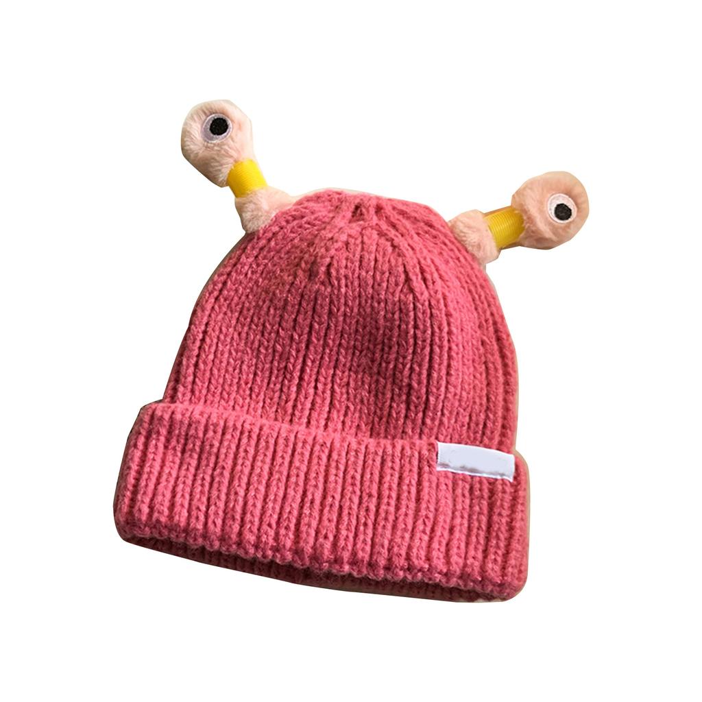 Novelty Knit Beanie Cap for Women with Glowing Antennas Funny Skull Hat Cartoon Frog Pullover Hat Party Cap