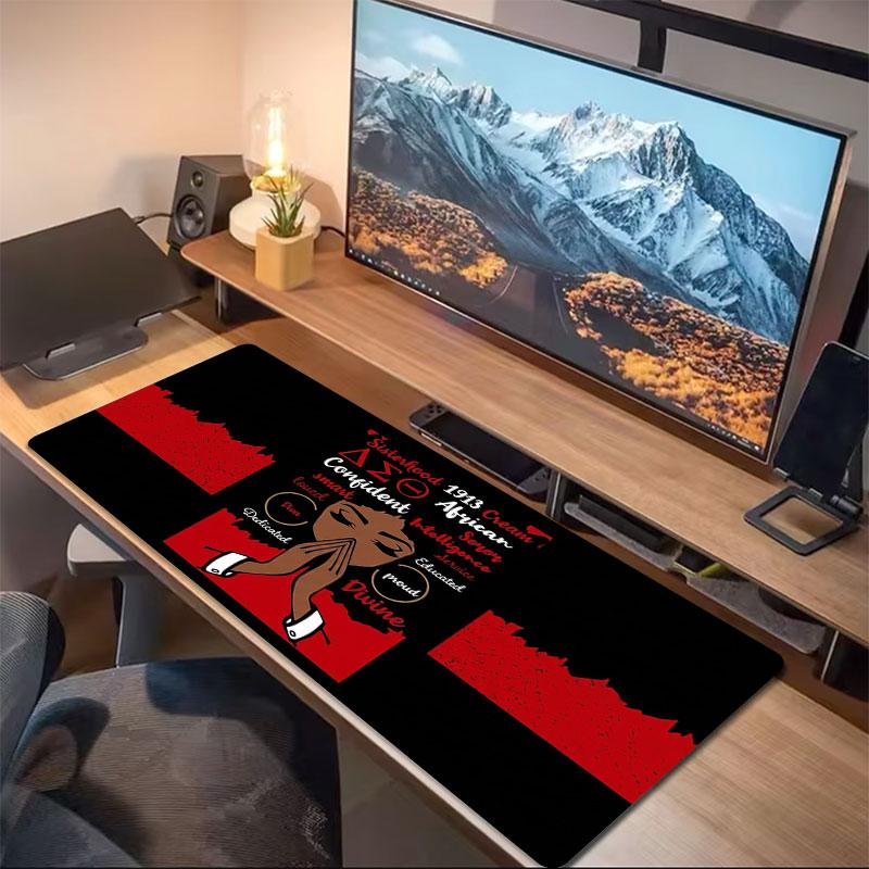Delta Sigma Theta Crest Large Size Mouse Pad Large Gaming Table Cushion Nonslip Laptop Tablet Big Mousepad Xxl Mat Mini Pc Playmat With Lock Edge