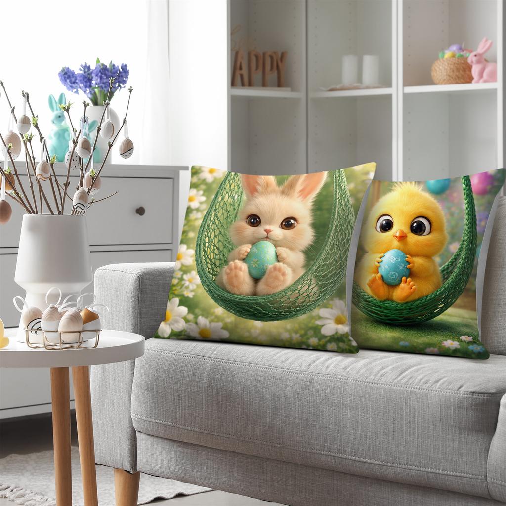 Cat, Rabbit, Chicken, Sheep Digital Printing Pillow Cover Short Plush Suitable Living Rooms Bedrooms Sofas Throw Cushion Cover