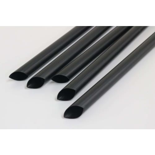Shibase Kogyo 642 Straw Straws, for Piercing Tapioca Lids, Straight with One Angled End, 12mm X 18cm Diameter, Film Wrapped, 170 Straws, Black, Made I