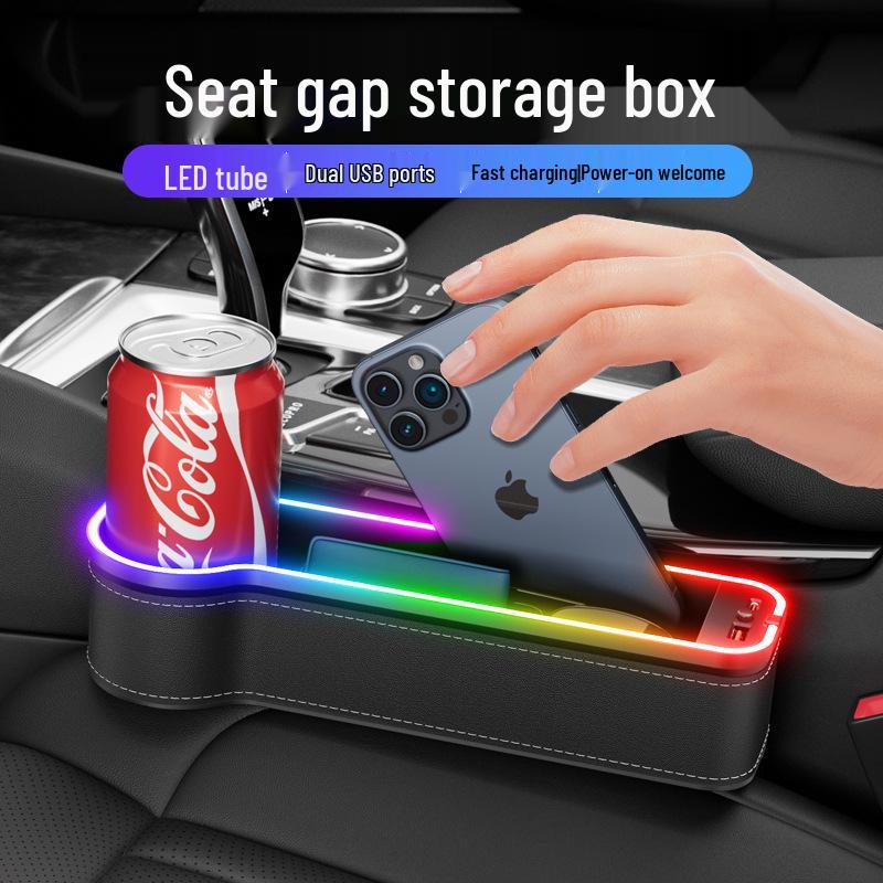 Iridescent Multifunctional Car Seat Gap Organizer with Ambient Light