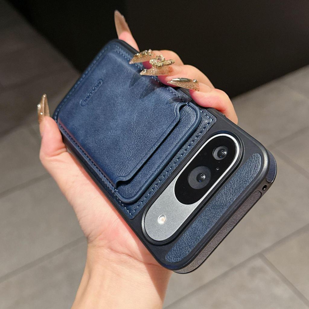 Google Pixel 10Pro XL Pindun Leather Case: Magnetic Card Holder with 9 Card Slots & Wireless Charging
