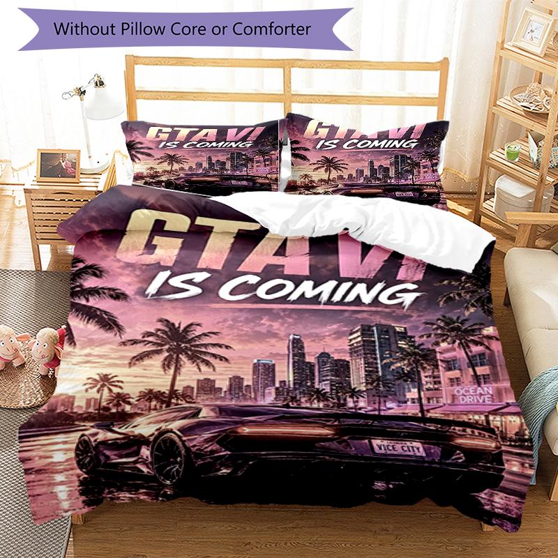 3pcs GTA 6 Bedding Set Duvet Cover Closure Includes 1 Duvet Cover & 2 Pillowcases, Soft and Comfortable for All Seasons.
