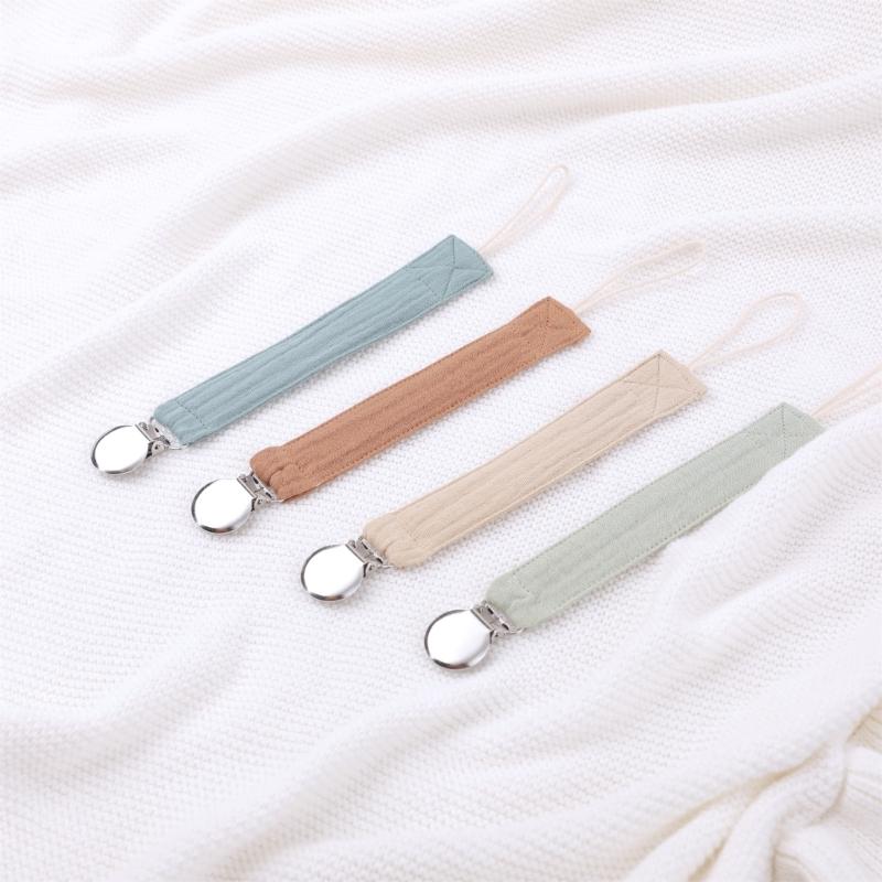 Pack of 4 Colorful Baby Pacifier Chain Baby Teether Clip Cotton & Steel Baby Pacifier Chain Soft & Safe Pacifier Clip