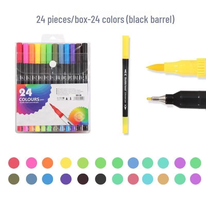 Water-based Double-ended Watercolor Pen Set with Colored Fine Liner and Soft Tip