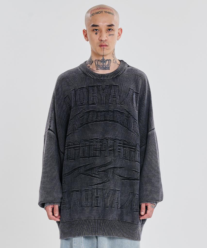 AJOBYAJO [Pba] Five Ajo Logos Washed Sweater [Black]