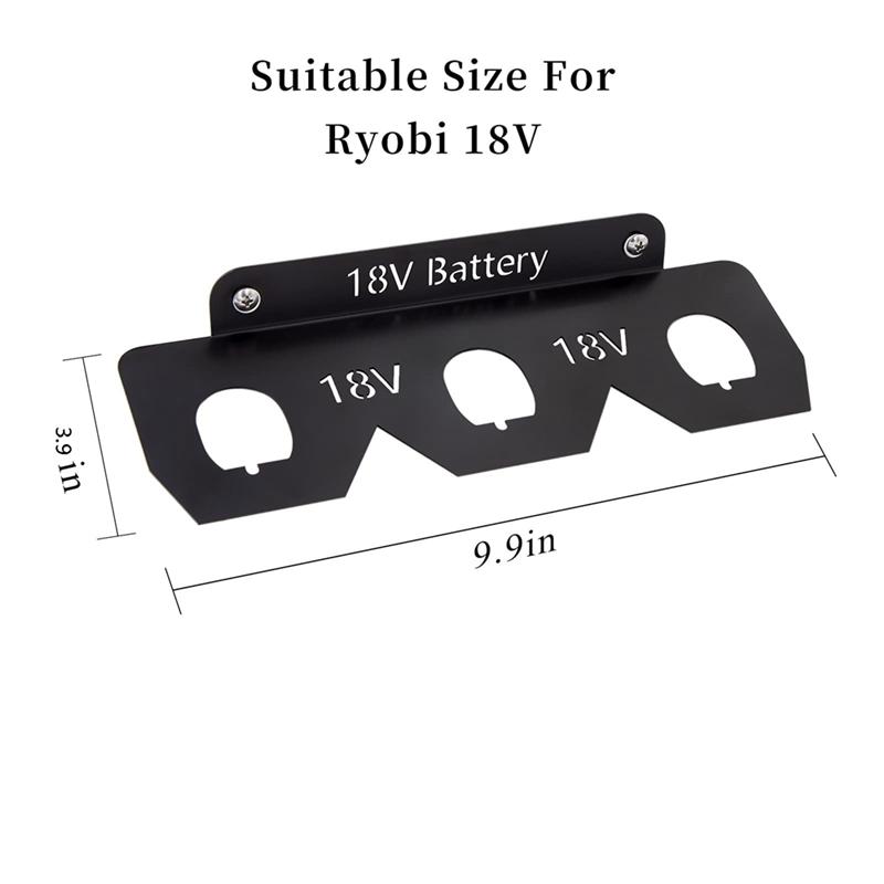 AEE2-Battery Holder, Wrought Iron 18V Battery Storage, 18V Battery Holder , Mount Wall Rack For 18V Batteries