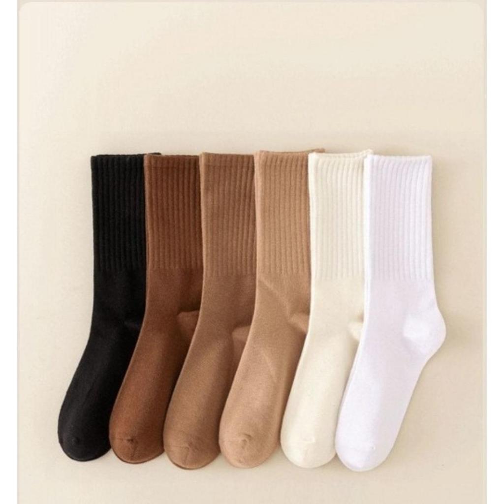 5/10/20pairs Men's and Women's Japanese Style Simple Solid Mid-Calf Socks Korean Sports Casual Versatile Tall Socks Couple Socks