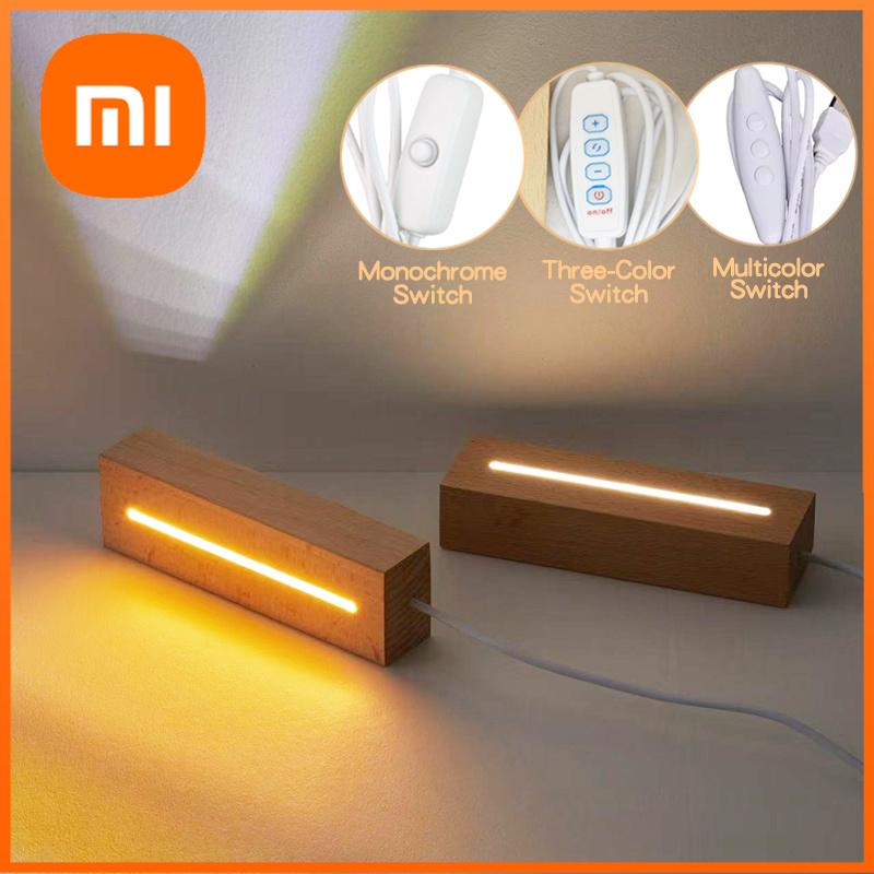 Xiaomi Rectangle Solid Beech Wooden LED Base For Resin Letter Lamp Acrylic Glass Resin Art Wood Light Display Base Led Stand Dropship