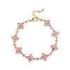 Full Diamond Brass Inlaid Zirconia Four Leaf Clover Bracelet Women's Light Luxury Sparkling CZ Premium Sense Jewelry