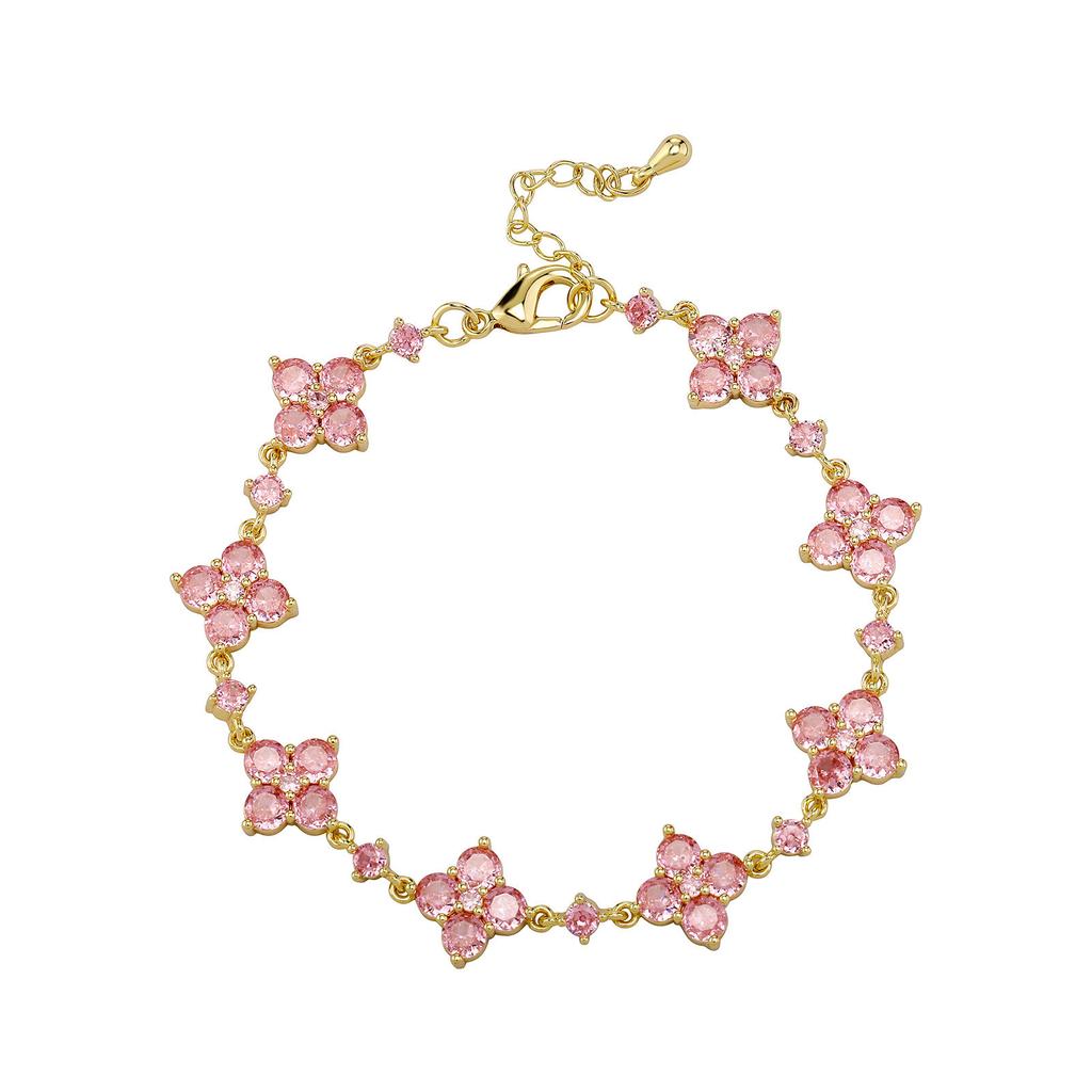 Full Diamond Brass Inlaid Zirconia Four Leaf Clover Bracelet Women's Light Luxury Sparkling CZ Premium Sense Jewelry