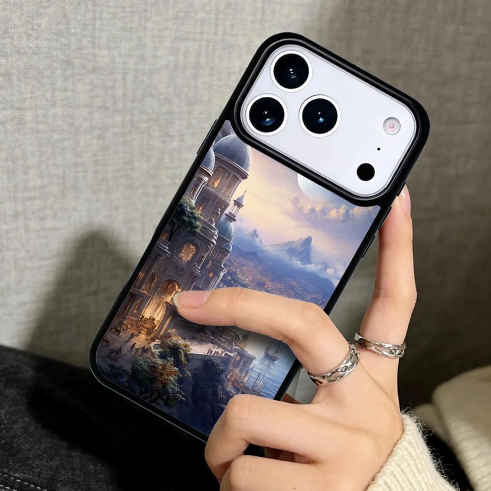Capa Case for iPhone 17 Air 16 Pro Max 15 Plus 11 13 Mini 14 12 Back Phone Cover Fantasy Castle 10 Medieval