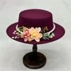 Dark Brown Faux Floral Felt Hat Wedding Hat Women'S Jazz Hat Panama French Elegant Felt Hat Somprero Mujer  Chapeau Femme Luxe