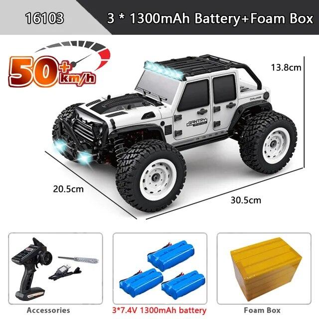Neues 50 km/h 4x4-Fernsteuerungsauto mit LED-Leuchten, Offroad-4x4-Hochgeschwindigkeits-Drift-Monstertruck, bürstenloses Rennauto für Kinder und Erwachsene, Spielzeug, Geschenk