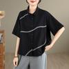 DIMANAF 2026 Women Plus Size New Summer Blouse Shirt Short Sleeve Casual Loose Lady Tops Shirts Embroidery Cotton