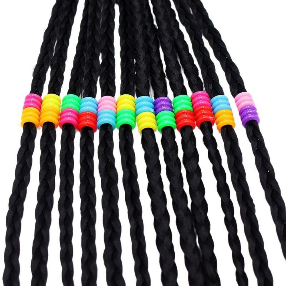 Elasticity Kids Braided Hair Rope Cute Wigs Beaded Braided Ponytail  Children Hair Tools