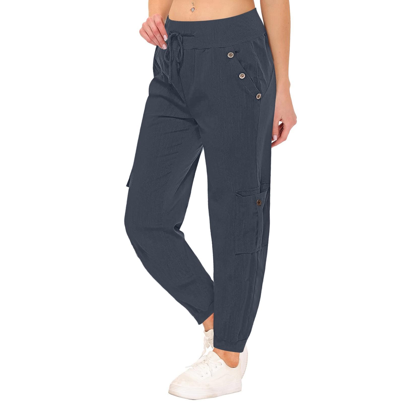 

Женские уличные брюки-карго, легкие спортивные брюки с эластичной резинкой на талии, спортивные спортивные штаны для пешего туризма, повседневные дорожные брюки с карманом L серый