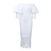 New One-word Shoulder Off-the-shoulder Hip-wrapped Lace Splicing Lantern Sleeve Dress Dress Dress