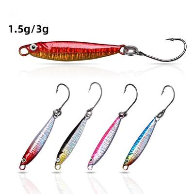 1.5g/3g Micro Piastra di Ferro Esca per Torrente & Pesca tra le Radici, Mini VIB a Lunga Lanciata, Pesce Mandarino, Striscia Verde/Bianca