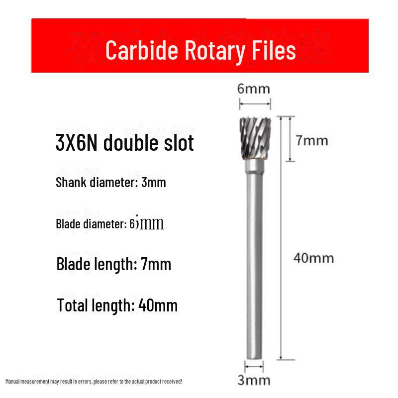 3mmX6 Tungsten Steel Carbide Rotary File for Electric Grinding - Small Metal Grinding Head