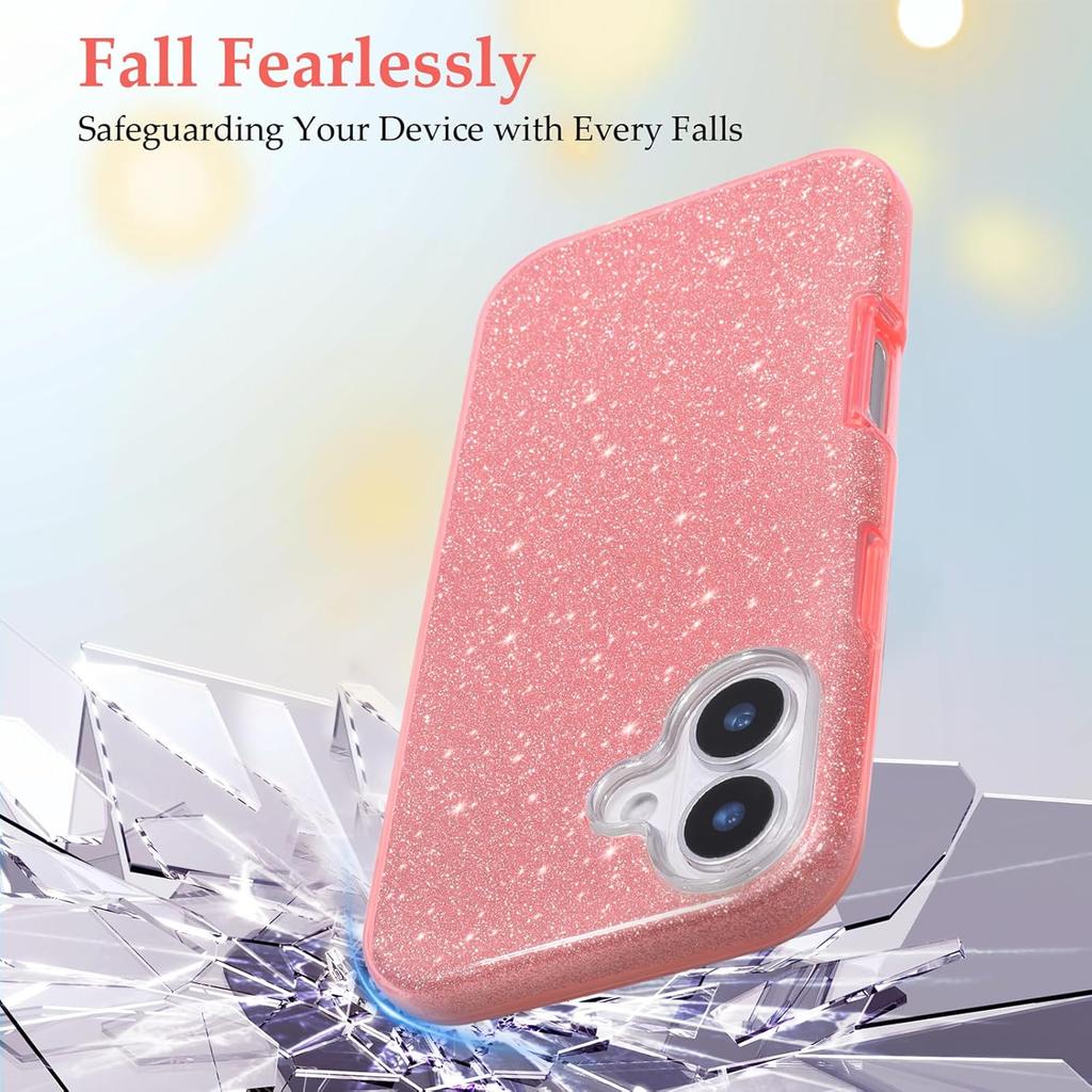 Glitter Case for Iphone 17 Air 16E 16 E 15 Pro Max 14 Plus 13 Mini 12 11 X Xs Xr Se 2022 2020 8 7 Phone Cover Pink Luxury Shiny Sparkle Bling Sparkly