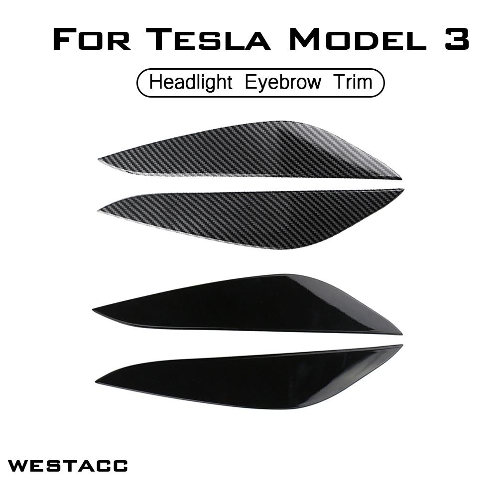 2Pcs Car Headlight Headlamp Front Lamp Eyebrow Sticker Eyelid Decoration Trim for Tesla Model 3 2016 -  Styling