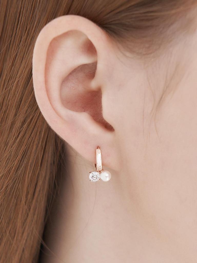 14K GF Pearl Cubic Point One-Touch Earrings C24EGF196