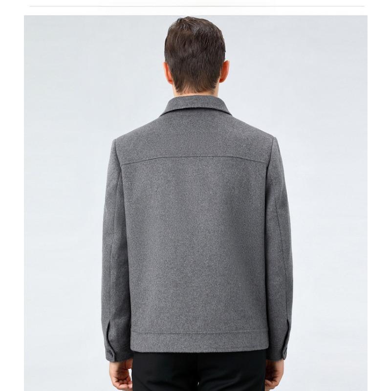 Middle-aged and Elderly Short Woolen Woolen Jacket Men's Jacket Thickened and Warm Middle-aged Dad's Cashmere Coat