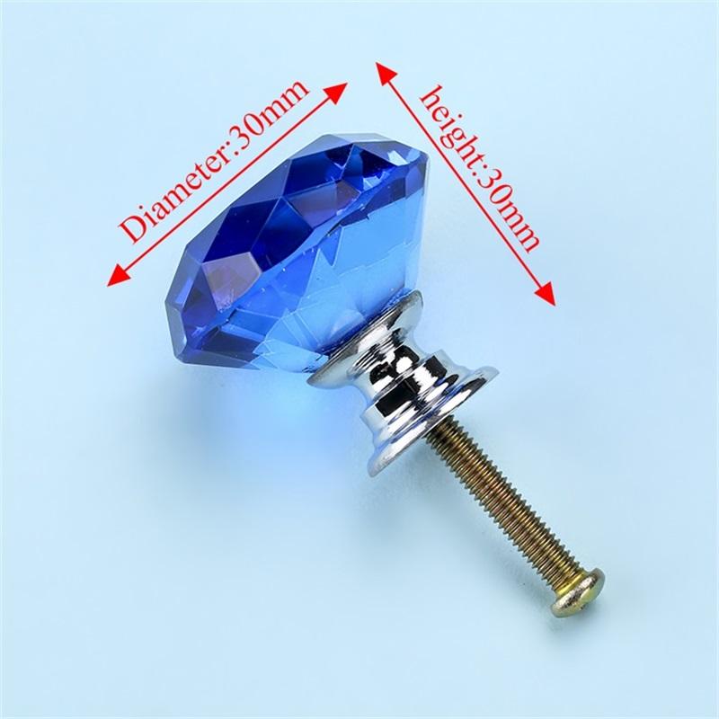 NAIERDI 20mm 30mm Diamond Crystal Glass Knobs Cupboard Pulls Drawer Knobs Kitchen Cabinet Handles Modern Style Furniture Pulls