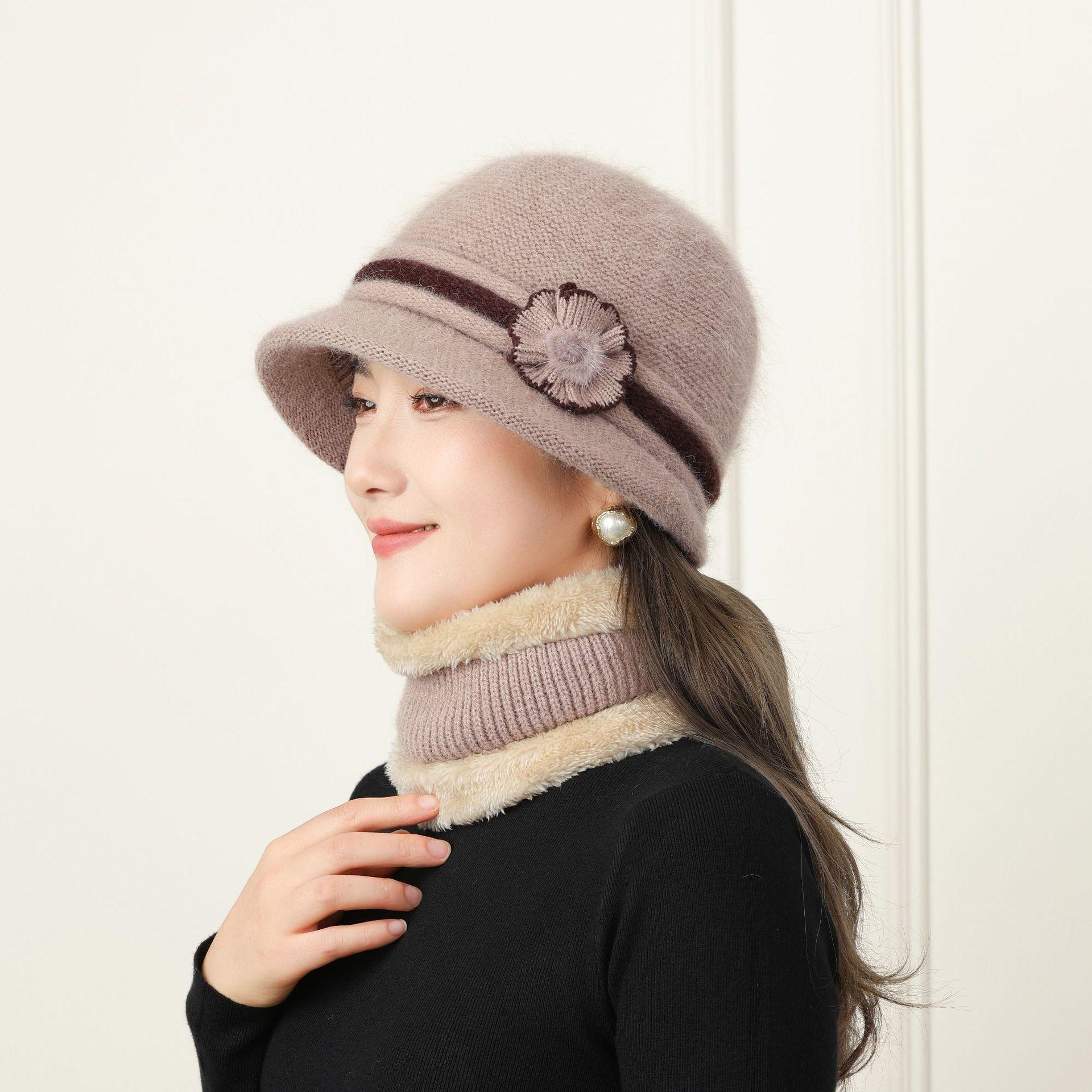 

Hat for Women In Winter Plus Velvet Thickened Wool Hat Fashion Mother Cotton Hat Outdoor Warm Ear Protection Knit Hat One size