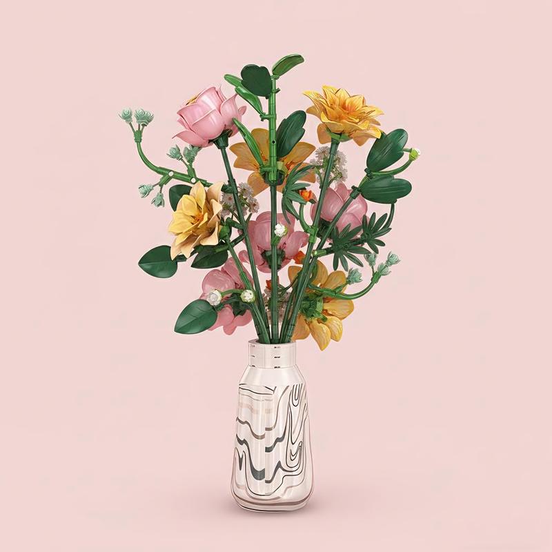 Rose Autumn ChrysanthemumBouquet Building block everlasting flower living decoration toy MOC Valentine's Day and Christmas gift