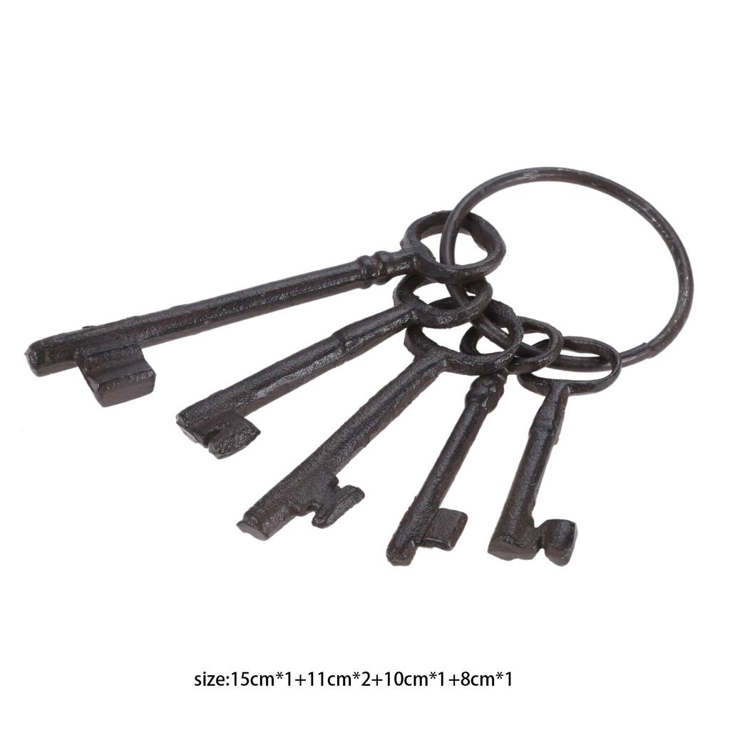 1pc Vintage Cast Iron Key Rings Ornaments Heavy Duty Metal Keys Chain Rustic Skeleton Antique Decor Bar/Home/Restaurant Wall