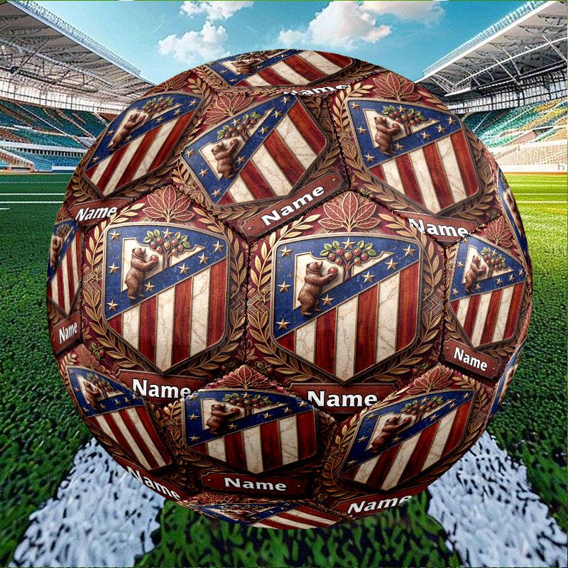 Custom Name Personalized Atletico Madrid Print Size 5 Soccer Ball Training & Match Football, for Team, Kicking, Gift for Football Enthusiasts